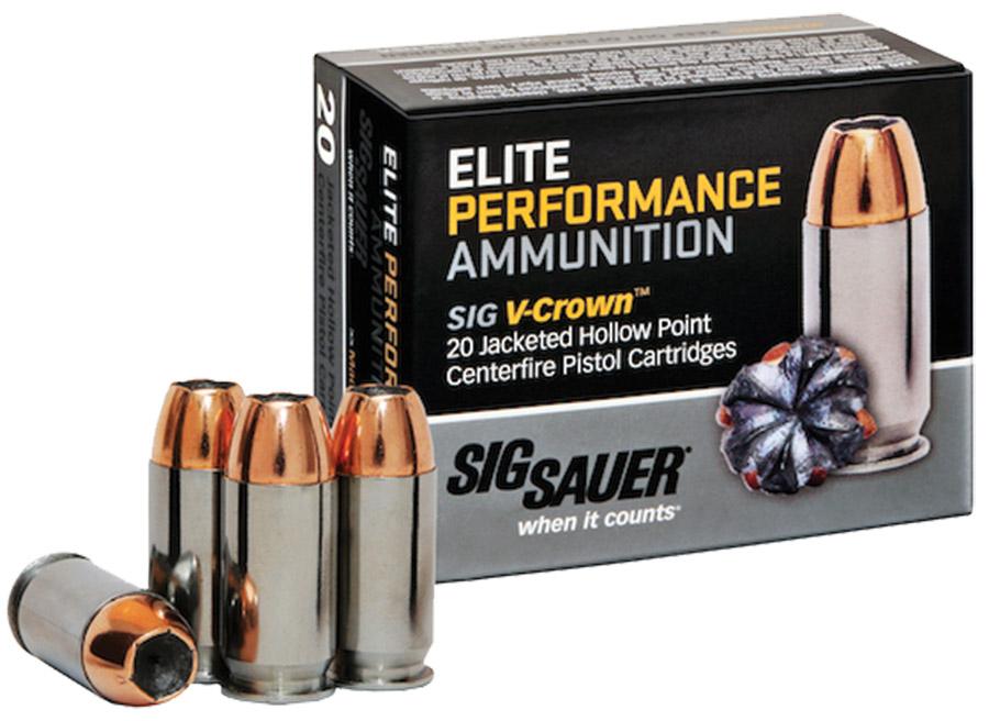 Sig Elite V-Crown Handgun Ammunition .45 ACP 185 gr JHP 995 fps 20/ct