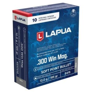 Lapua Rifle Ammuntion .300 Win Mag 185gr Mega SP 2723 fps 10/ct