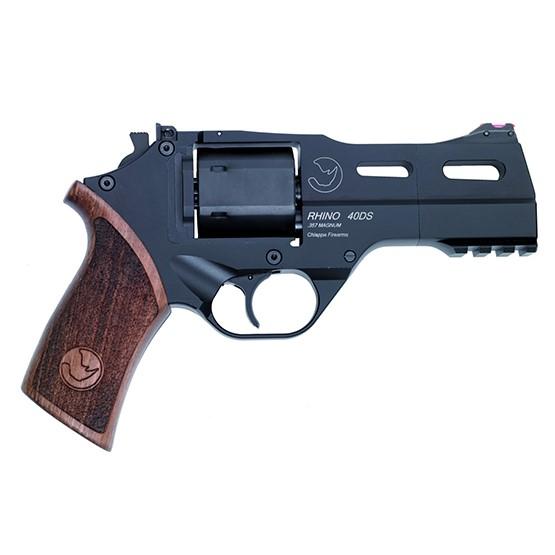 Chiappa 40DS Rhino Handgun .357 Mag 6rd Capacity 4" Barrel Black with Wood Grip and 3 Moon Clips