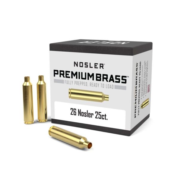 Nosler Unprimed Brass Rifle Cartridge Cases  25/ct .26 Nosler