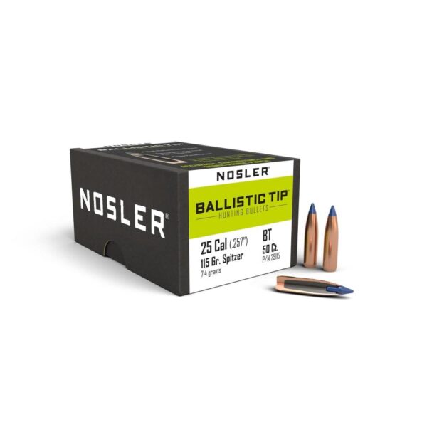 Nosler Ballistic Tip Hunting Bullets .25 cal .257" 115 gr SBT-BTIP 50/ct