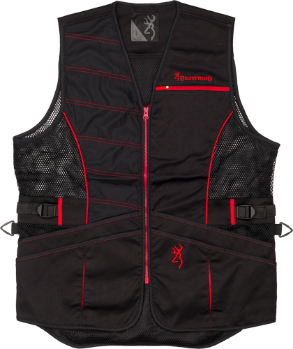 BROWNING ACE SHOOTING VEST - R-HAND XL BLACK/RED TRIM - Image 2
