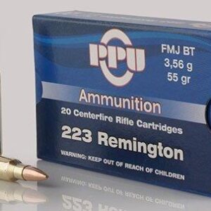 PPU Rifle Ammunition .223 Rem 55 gr FMJ-BT 3240 fps 20/ct