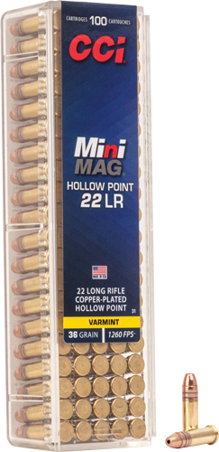 CCI MINI-MAG 22LR 36GR LEAD-HP - 1260FPS 100RD 50BX/CS