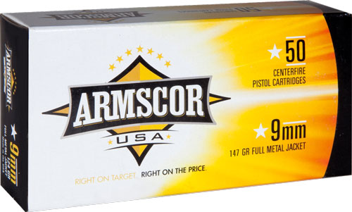 ARMSCOR 9MM LUGER 147GR FMJ - 50RD 20BX/CS SUBSONIC