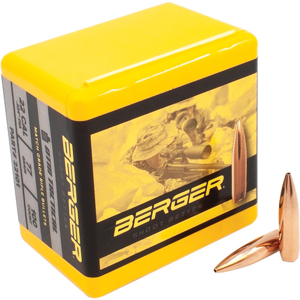 Berger Match Grade Tactical Bullets .22 cal .224" 77 gr OTM Tactical 100/ct