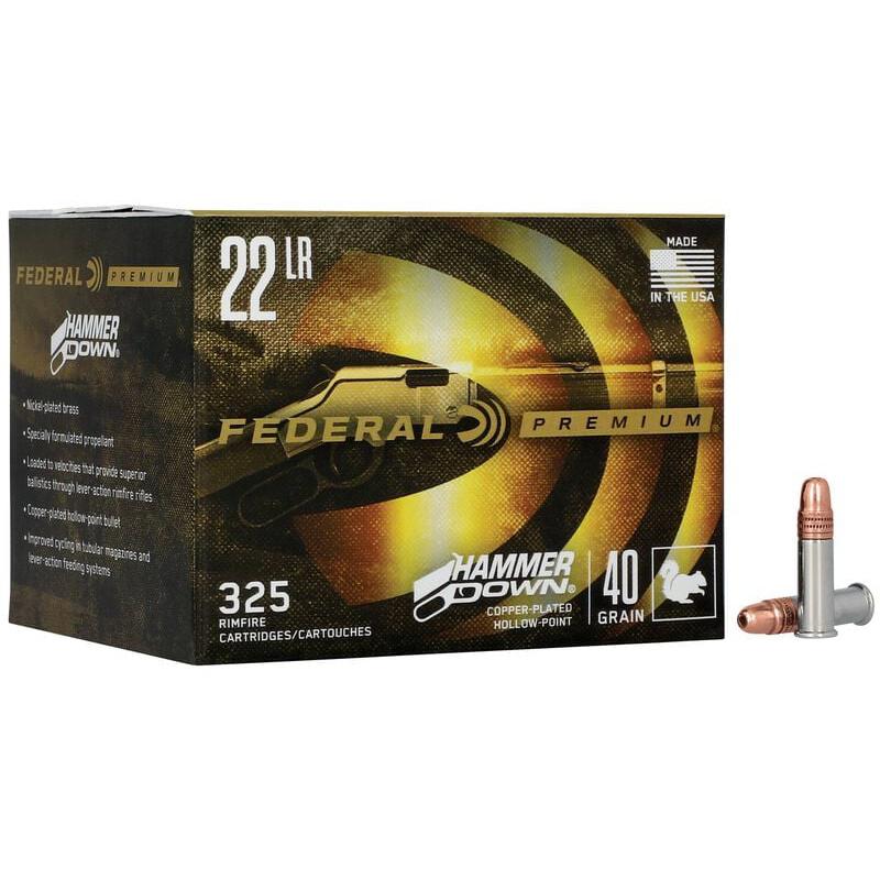 Federal HammerDown Rifle Ammunition .22LR 40gr CPHP 1200 fps 325/ct